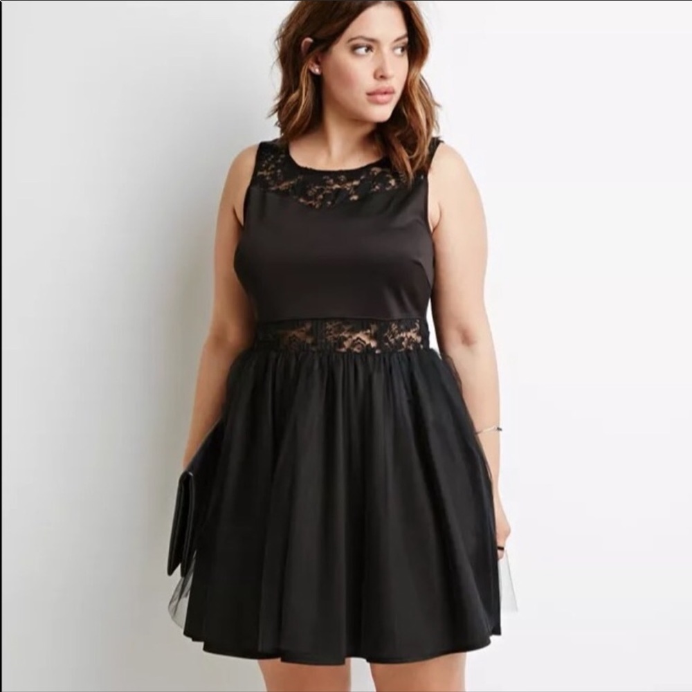 Forever 21 Black Lace/Tulle Dress